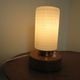 Scandinavian lamp, made of wood, brass and embossed glass 70s