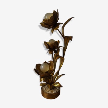 Maison Jansen brass flower lamp