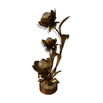 Maison Jansen brass flower lamp