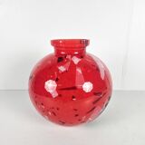 Vintage red glass ball vase