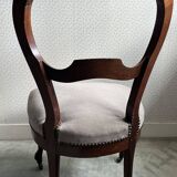2 Antique Louis Philippe Style Chairs Covered in Plain Grey Velvet