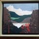 Old painting signed depicting a landscape of mountains