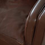 Stouby Møbelfabrik, 3-seater mid-century style sofa in brown leather, made in the 1970s.