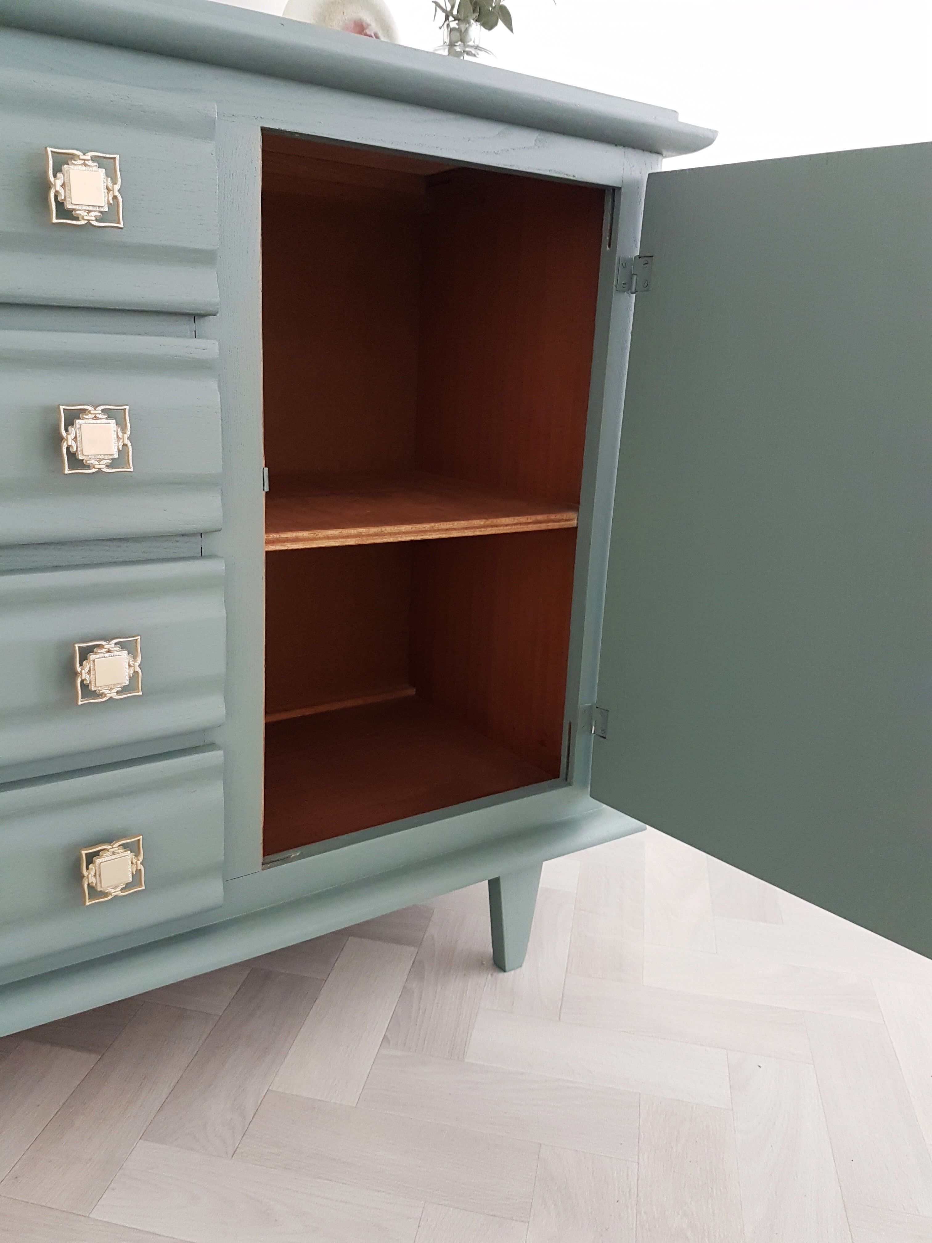 Gray art deco commode