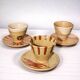 Set of 3 ceramic cups and their saucers – handmade