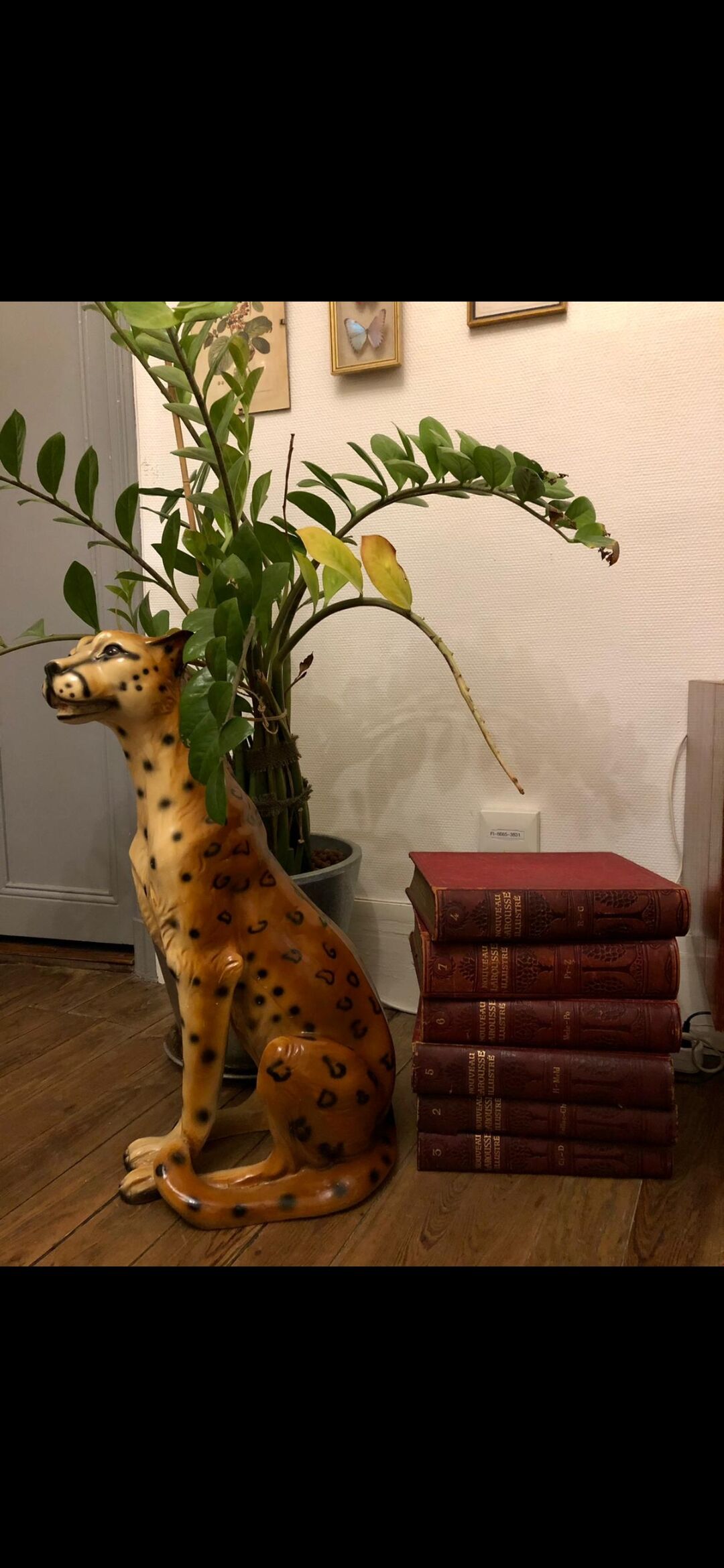 Vintage ceramic statue cheetah