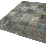Handwoven Oriental Overdyed 173 cm x 243 cm Grey Patchwork Carpet