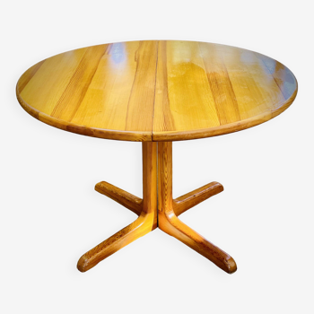 Table de salle à manger en pin années 60/70 ronde et extensible
