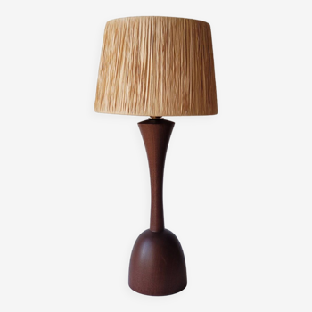 Scandinavian lamp in teak and raffia