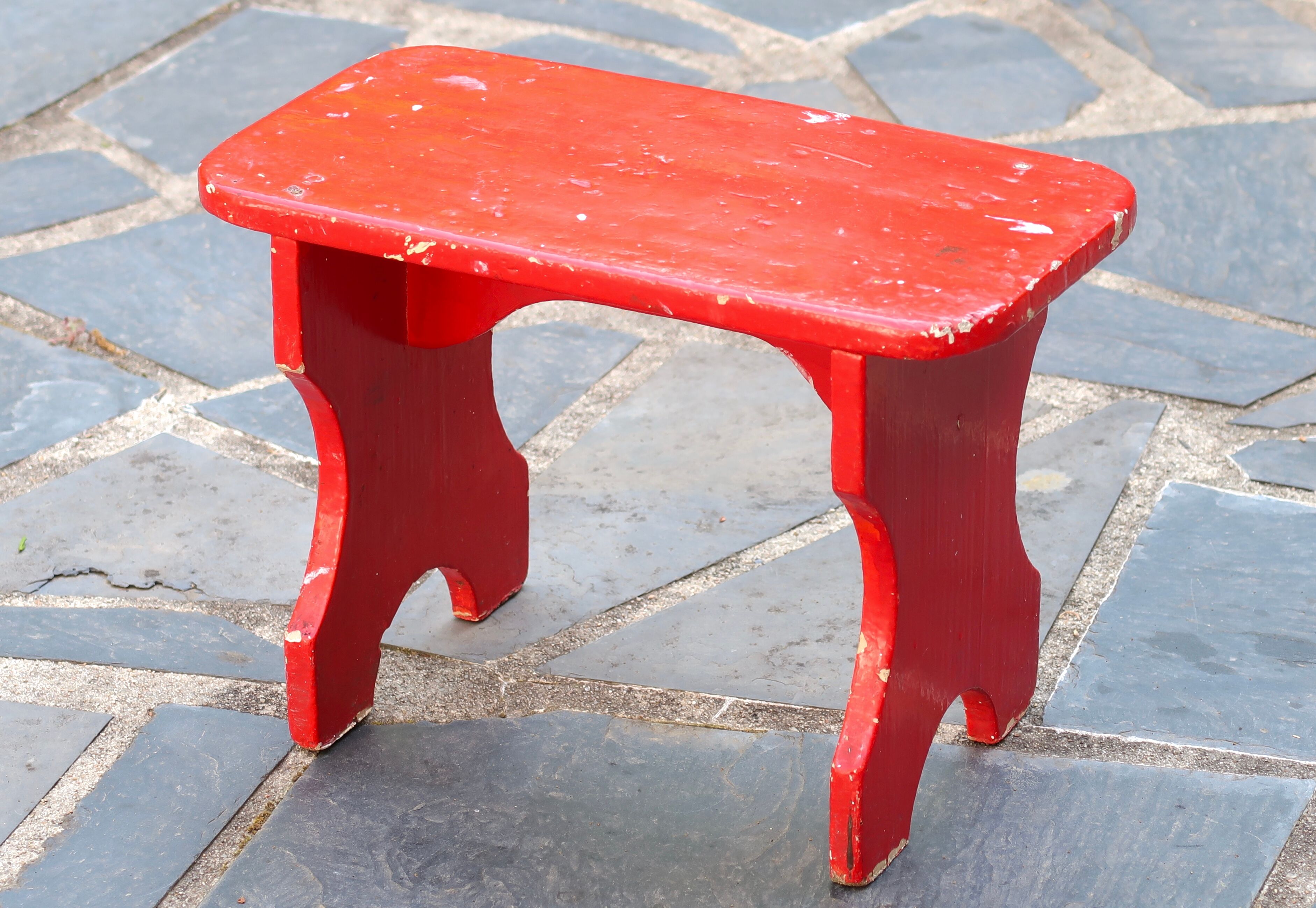 Red wooden bench, 50s