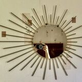 Vintage 1960s Sun Mirror in Gold Metal 73 x 58 cm