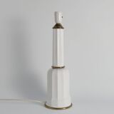 White Opaline Glass & Brass Heiberg Table Lamp, Denmark, Mid-19th century