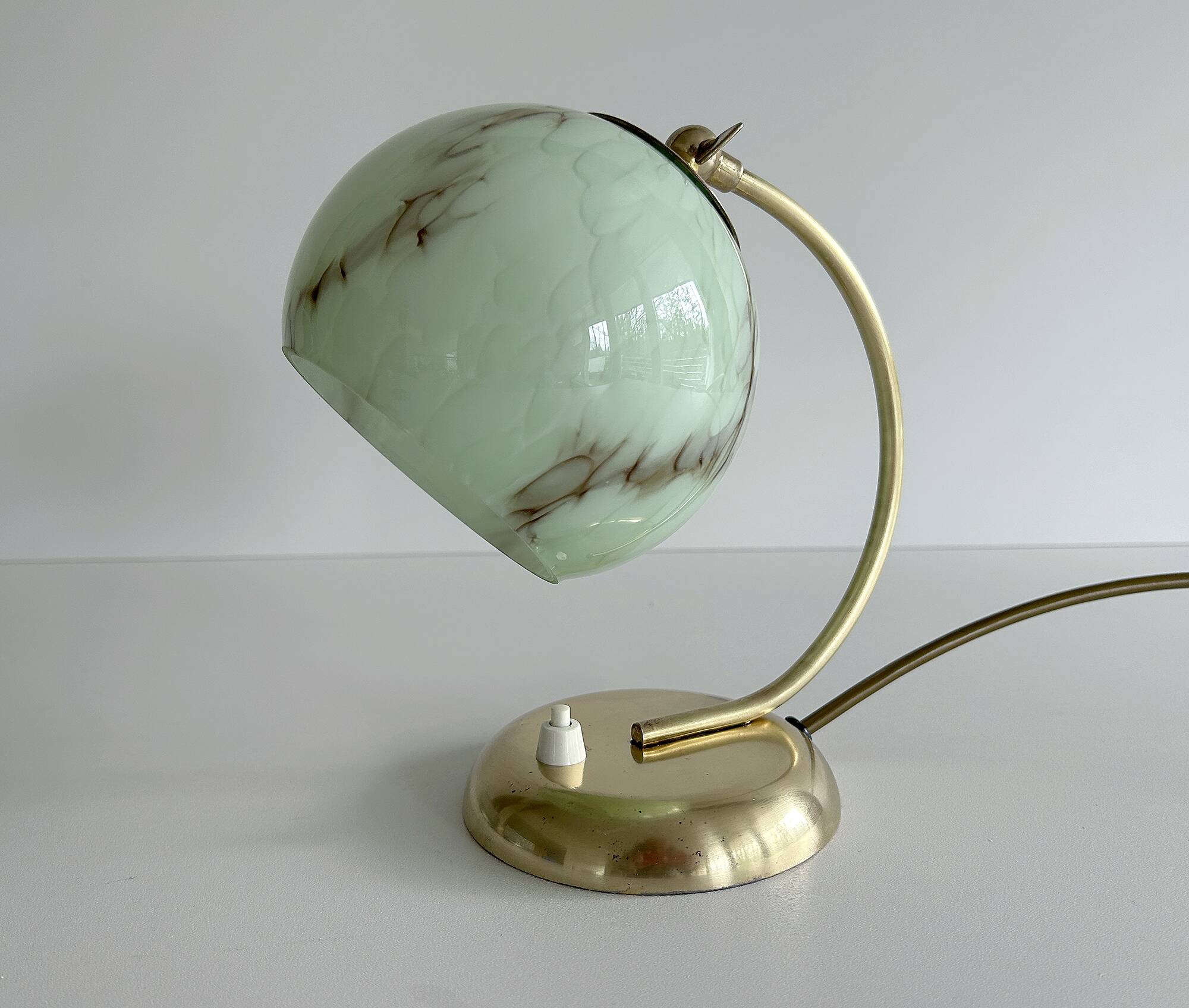 Art Deco Lamp Green Glass Brass