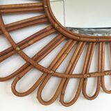 Flower rattan mirror