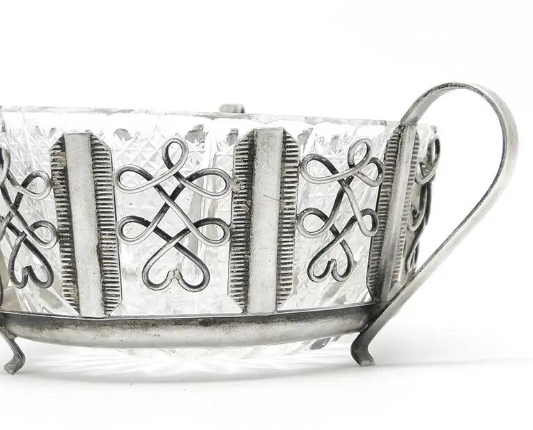 Postmodernist sugar bowl, silver-plated brass, HEFRA, Poland, 1970s