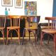 Series of 6 mismatched bistro chairs Baumann and Mahieu
