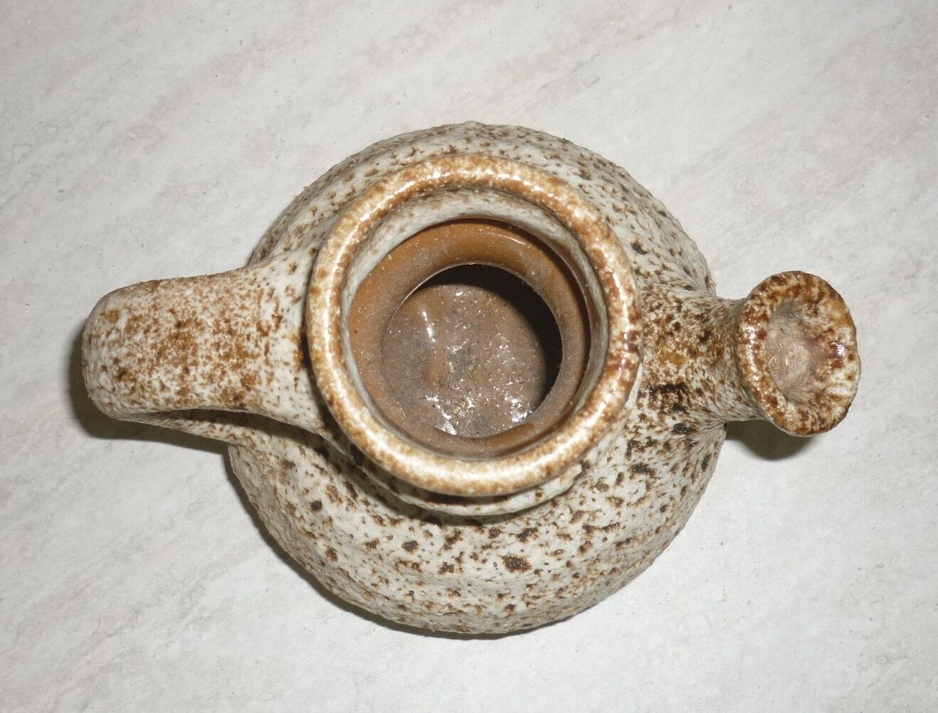 Ceramic pitcher fat lava greige and brown