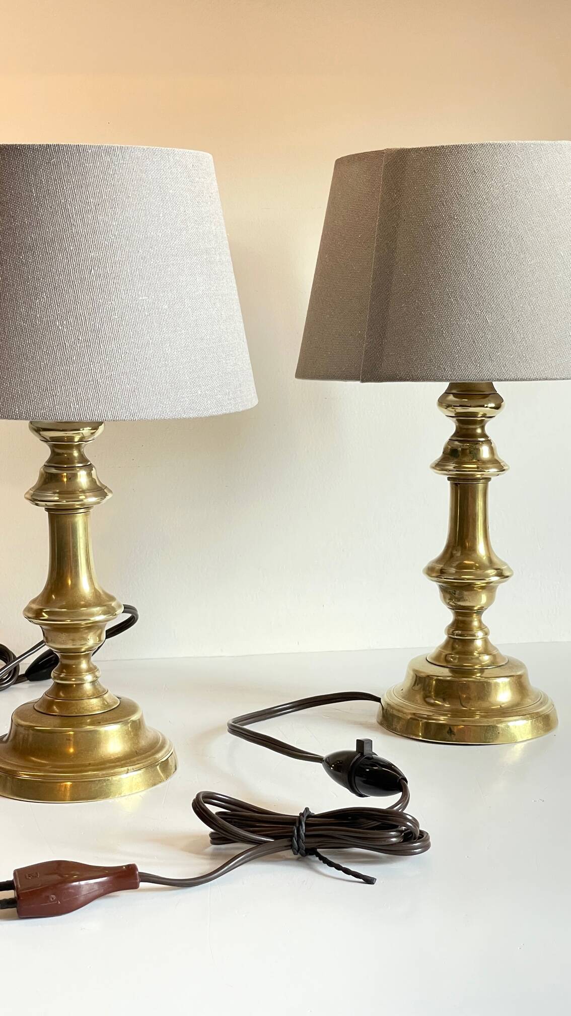 Lamp chic old solid brass candle holder