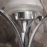 Art Deco chrome and glass chandelier