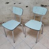 Pair of formica and aluminium chairs