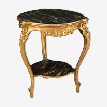 Table basse dorée et laquée de faux salon de marbre