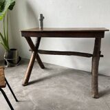 Solid walnut desk, folk art, Savoy, circa 1900