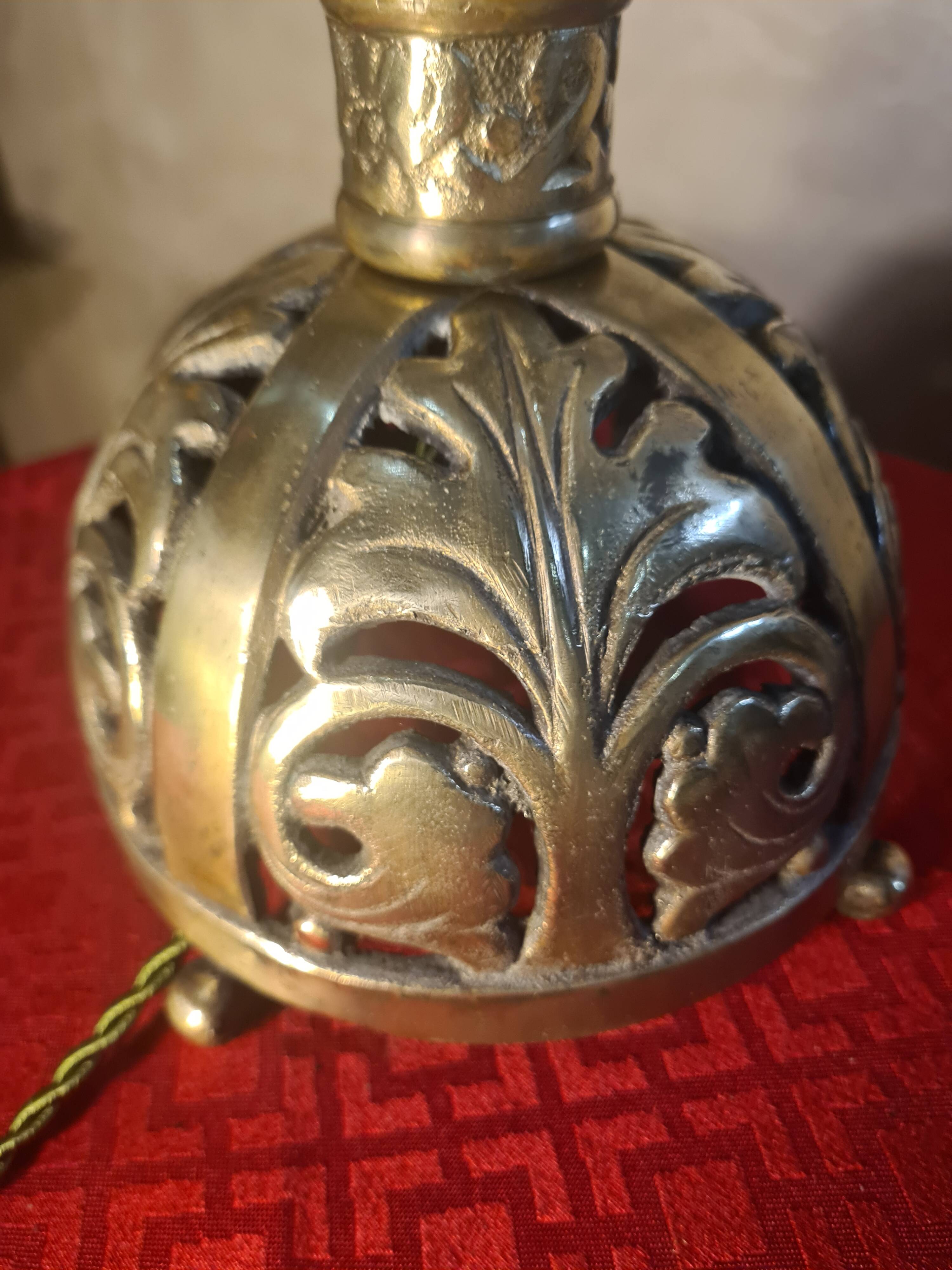 bronze and brass Art Nouveau floor lamp, very old, 60x27 lampshade