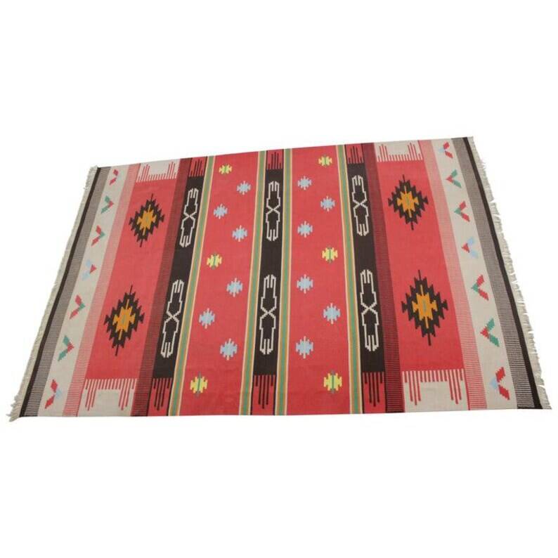 Grand tapis ou kilim indien, années 1970