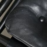 Arne Norell Sirocco Safari Lounge Chair in Black Leather and Stained Ash
