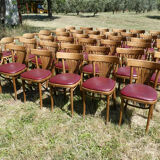 Set of 41 bistro chairs seated red skaï