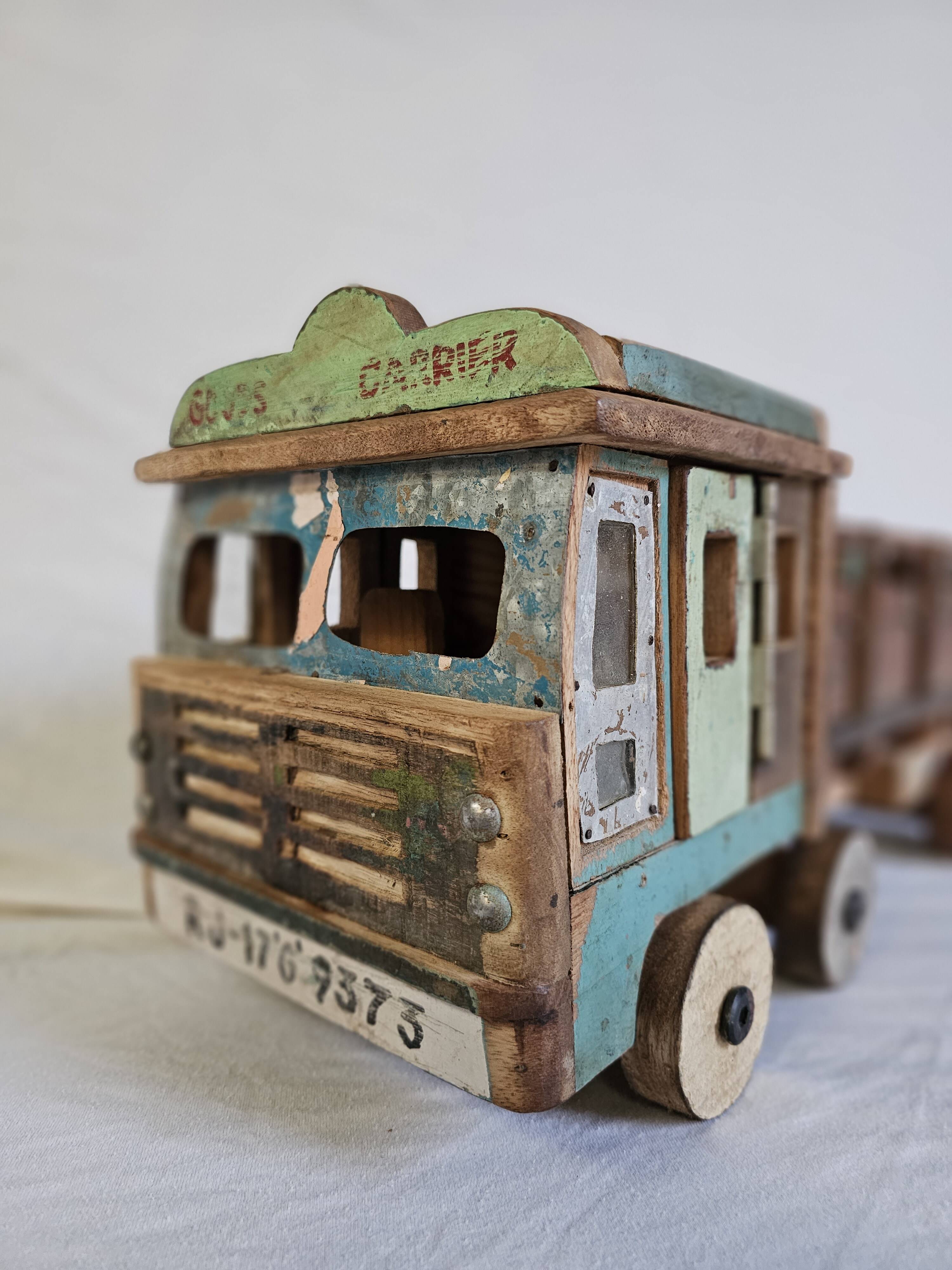 Indian tata truck handmade in polychrome wood