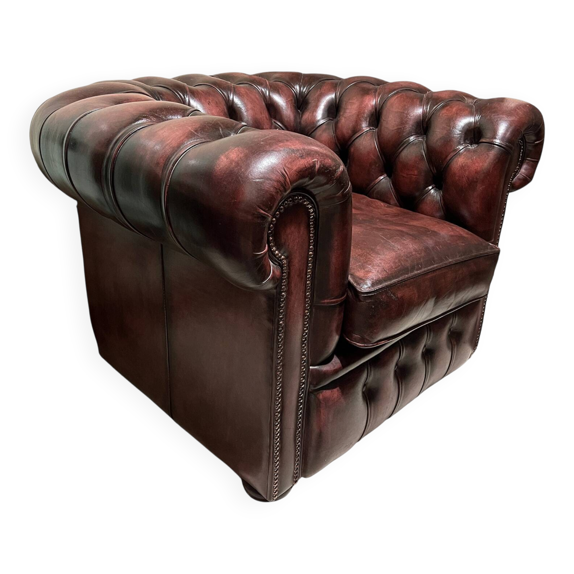 Fauteuil Chesterfield sur mesure, Fleming & Howland, cuir anglais, 2016