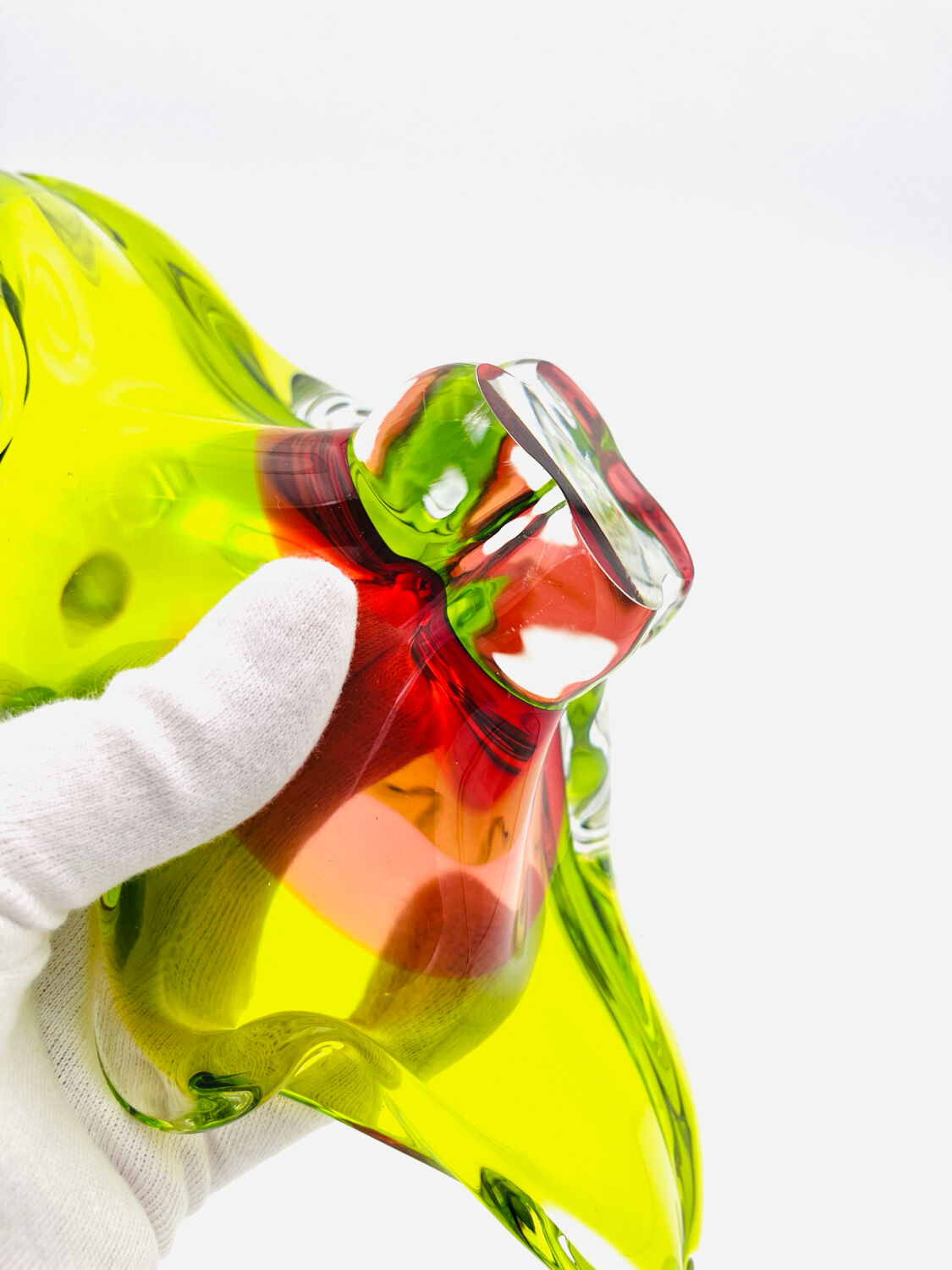 Grande Coupe Sommerso Josef Hospodka - Jaune Chartreuse et Corail