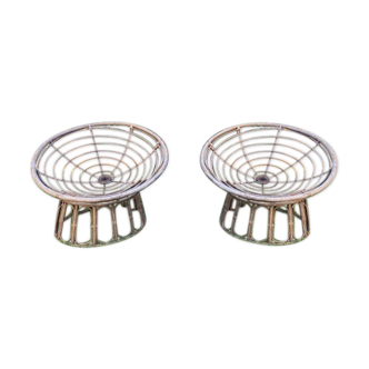 2 rattan armchairs 70s