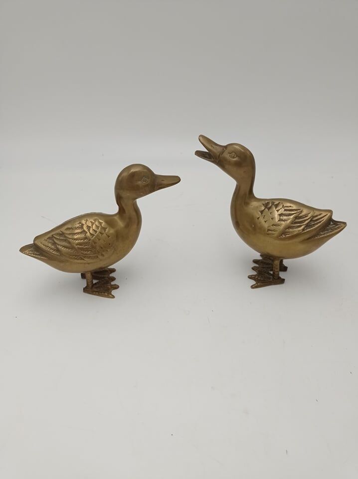 Pair of brass ducks