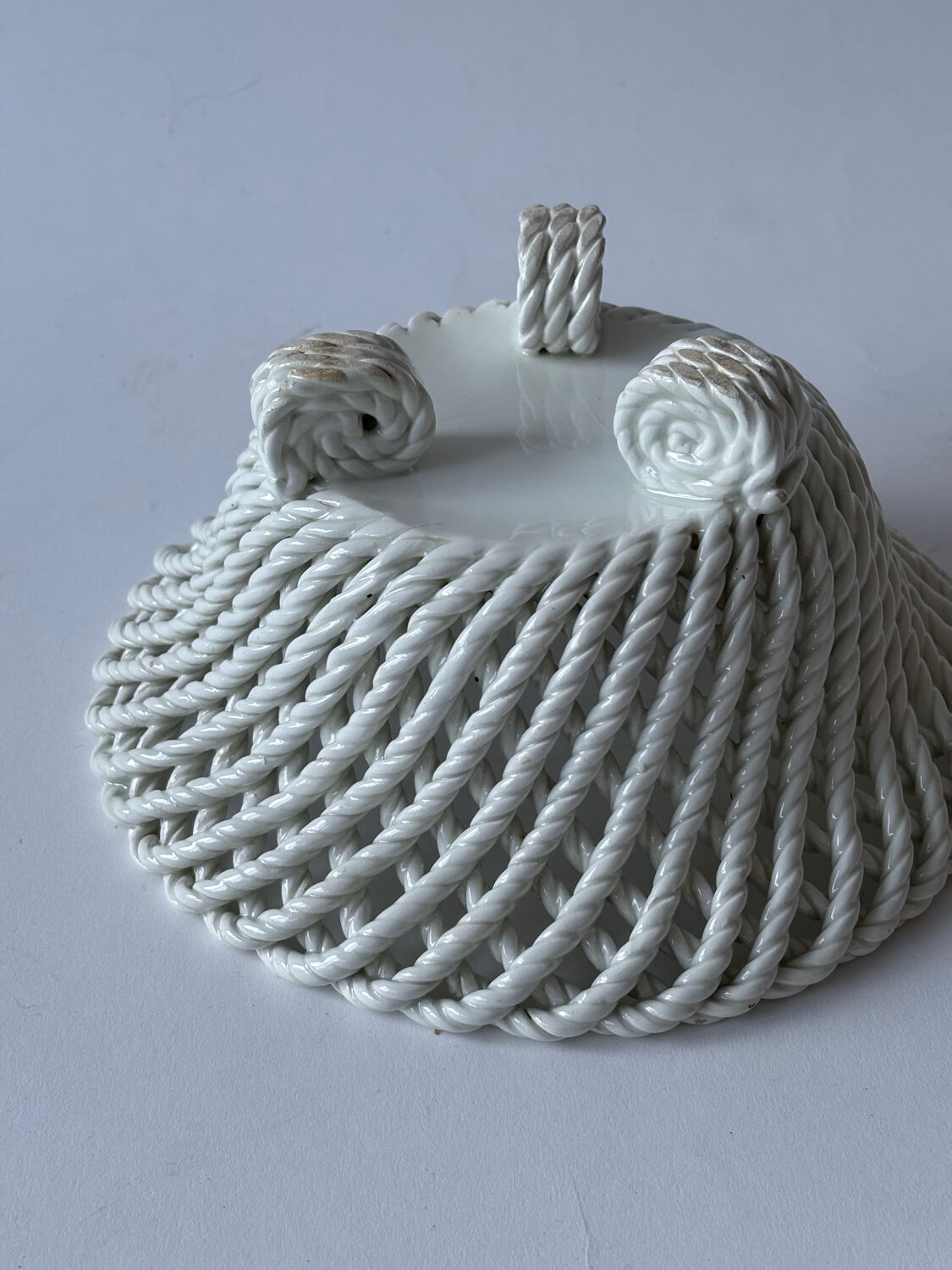 Antique twisted ceramic basket, 1930