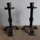 Pair of large brutalist cast iron candlesticks from the 50s