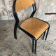 Paire Chaise Ancienne Écolier Style MULLCA Métal Noir + Bois Vintage #