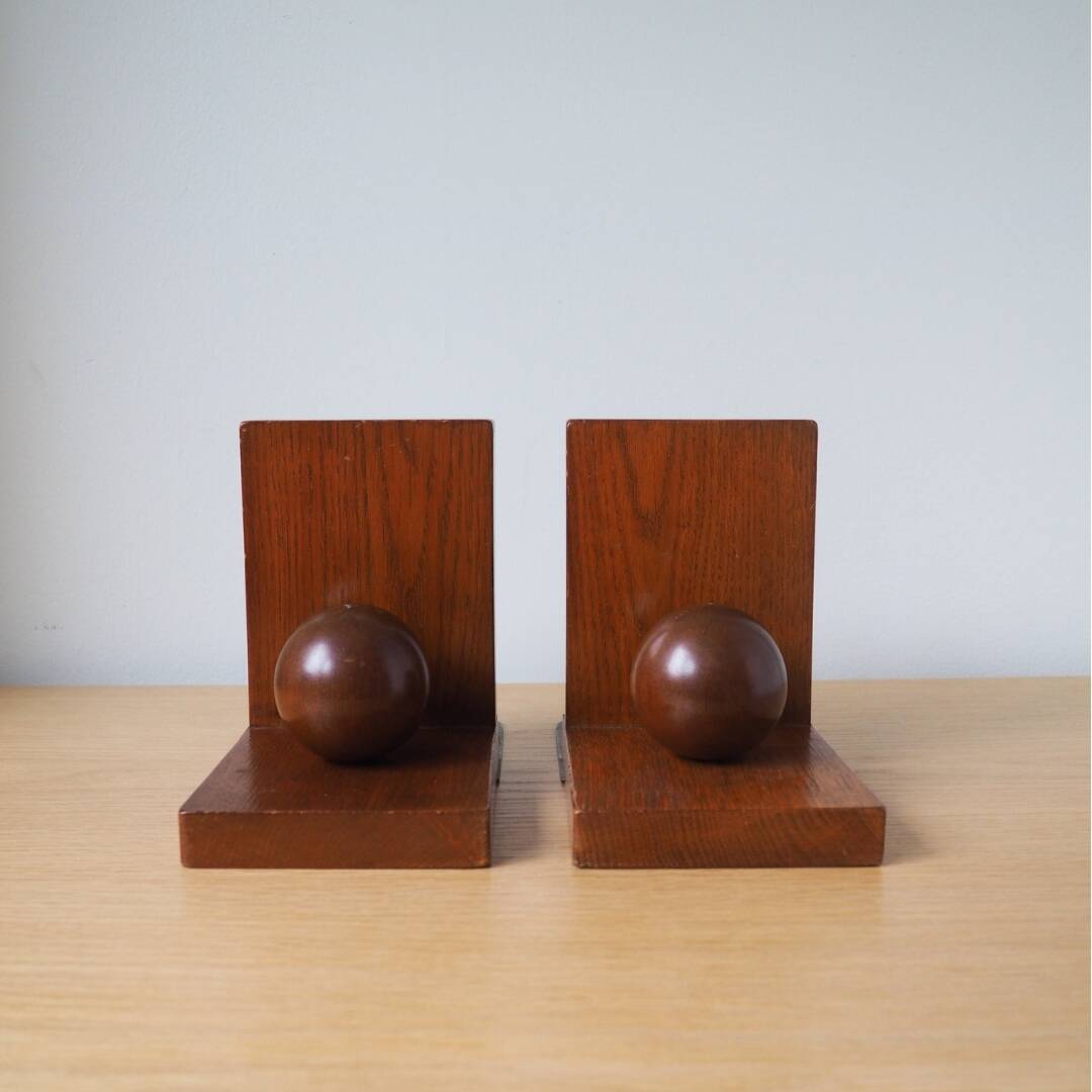 Pair (2) Wooden Bookends - Amsterdam School - 1920s, the Netherlands