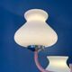 Mid-century opaline glass chandelier with a pink structure.