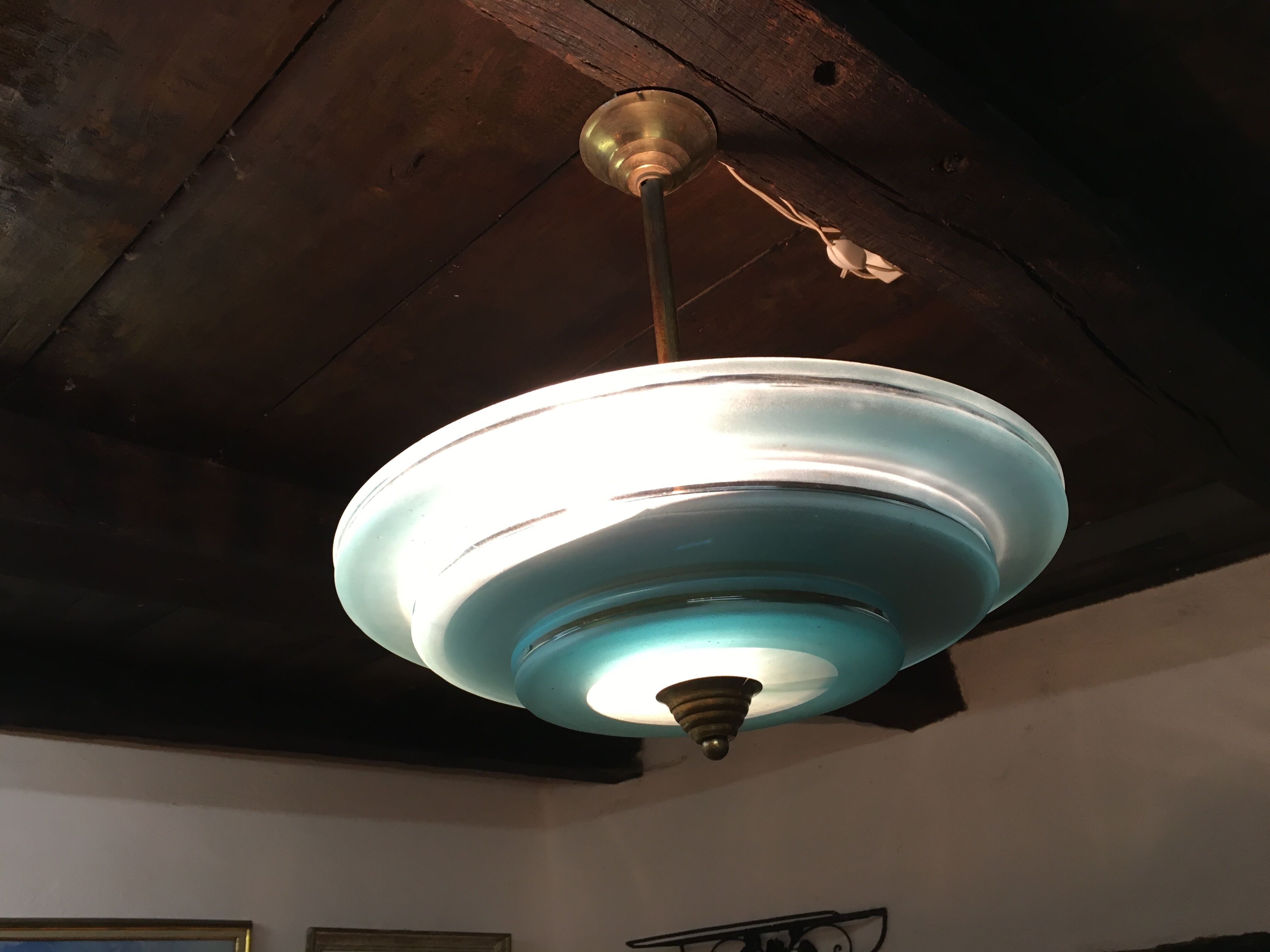 Art Deco pendant lamp in glass period 1930 1940