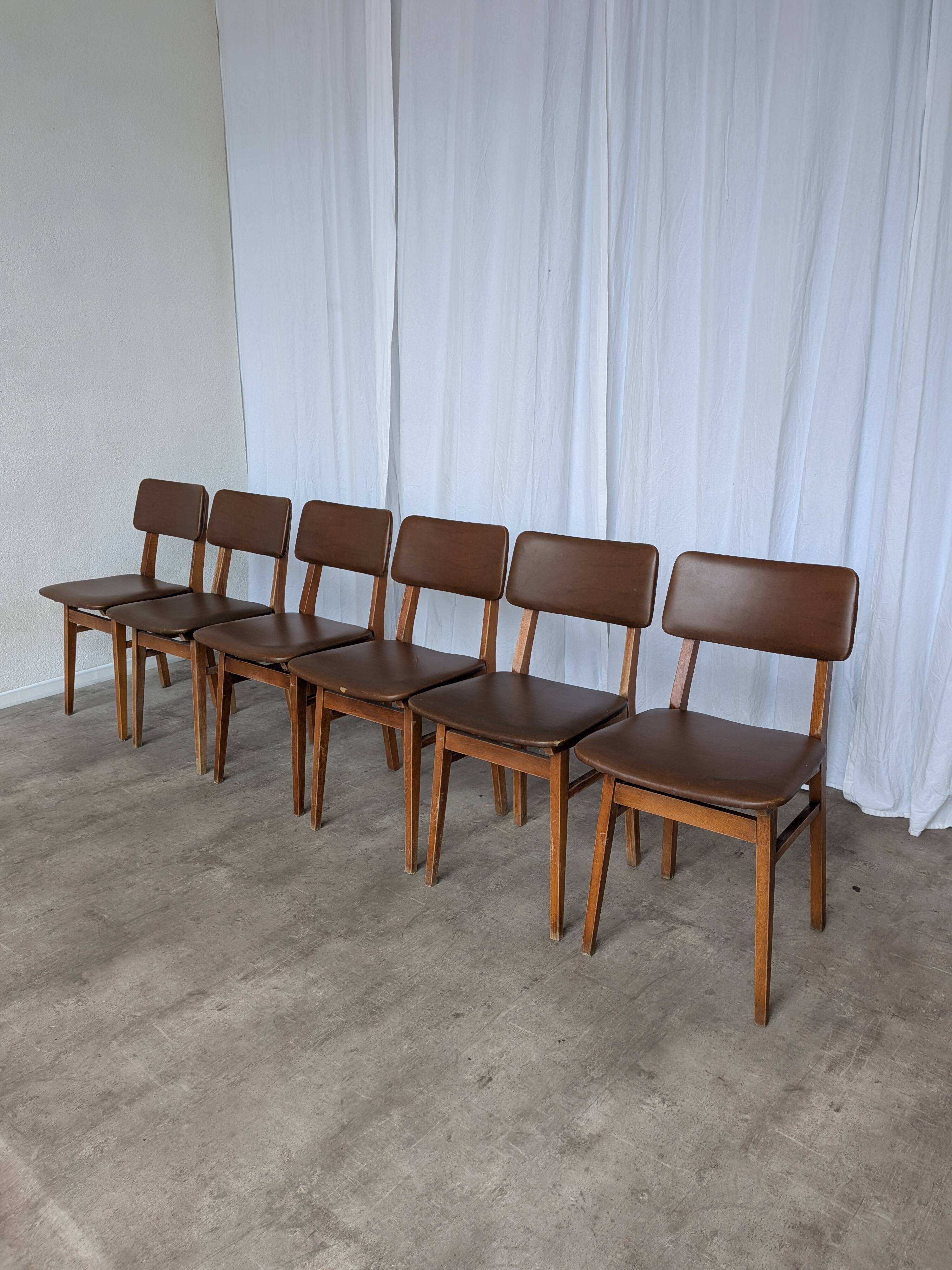 Vintage STOL Kamnik Dining Chair: 1970s Yugoslavian Mid-Century Leather Bis