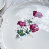Vintage dessert service for 8 people in Gien porcelain from France, Elegance model, floral motif