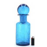 Blue bubbled glass carafe from Portieux, 1970s