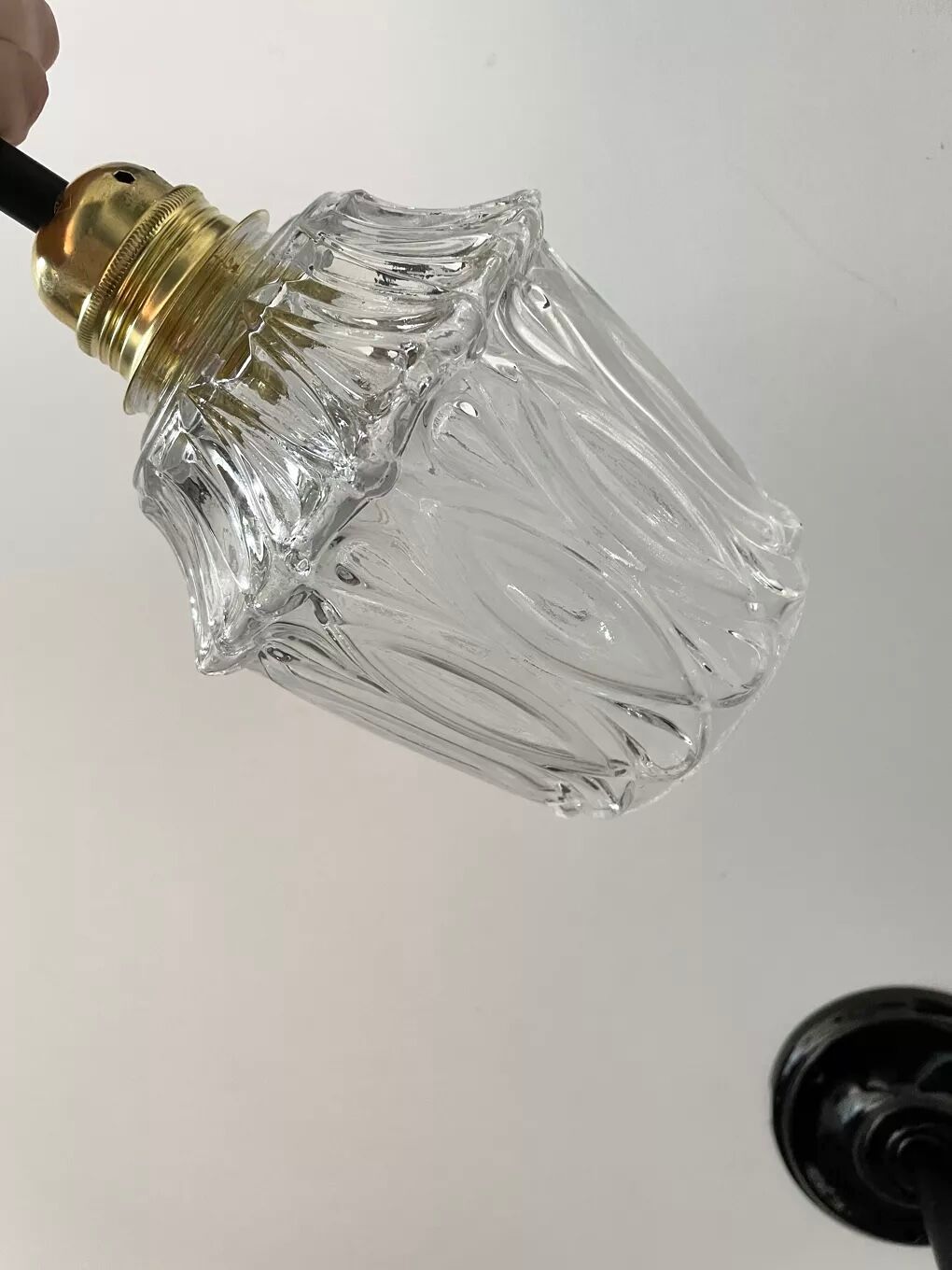 Pair of vintage electrified glass wall lamps