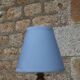 Vintage bedside lamp in gold metal – sculpted base and blue shade