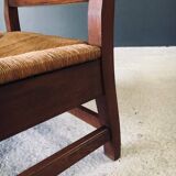 Rustic Oak & Rush Armchair, France, 1930s