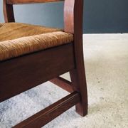 Rustic Oak & Rush Armchair, France, 1930s