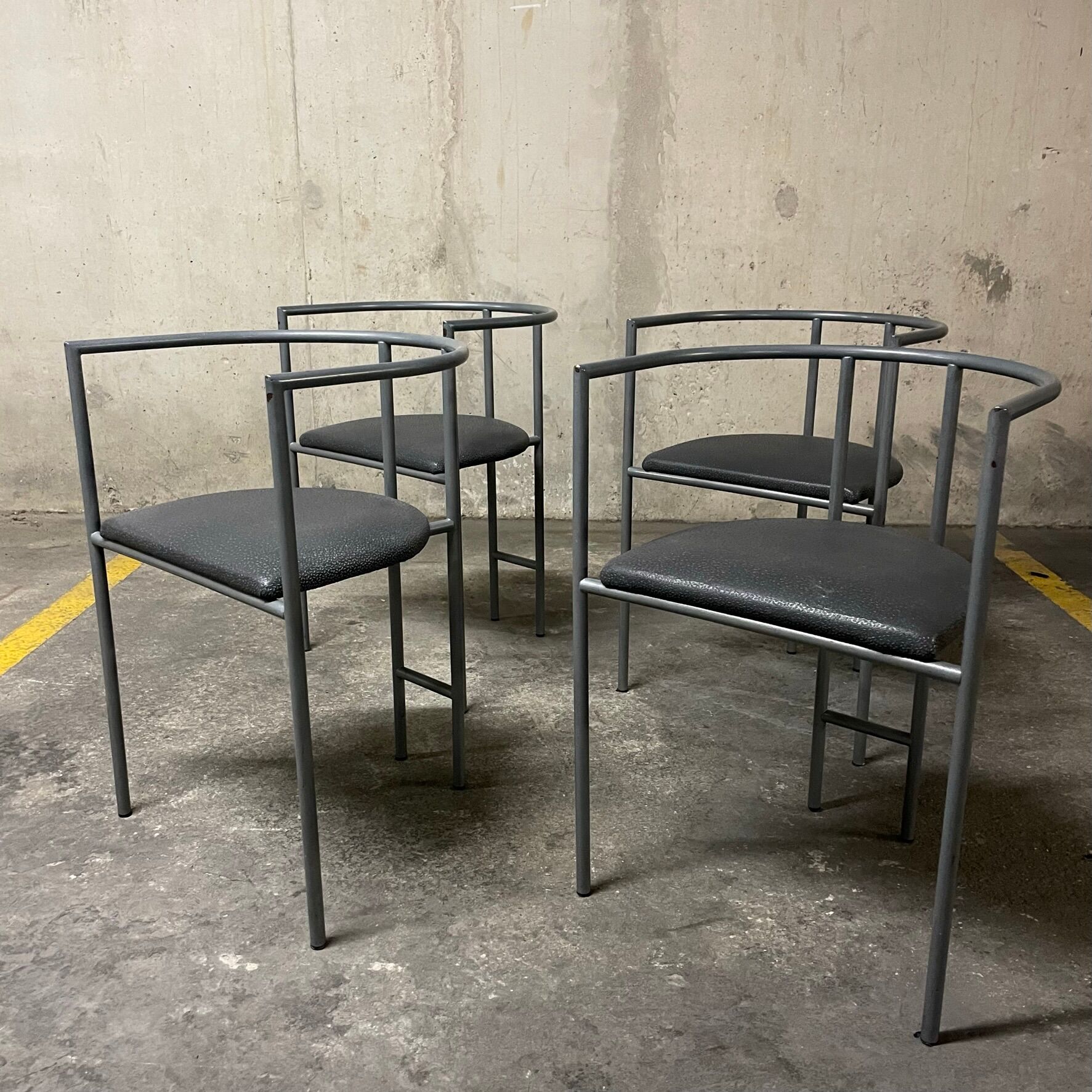 Rodney Kinsman Series of 4 Postmodern Chairs, Bieffeplast 1980