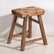 Antique solid wood stools (circa 1900). Set of 2 pieces no. 2.